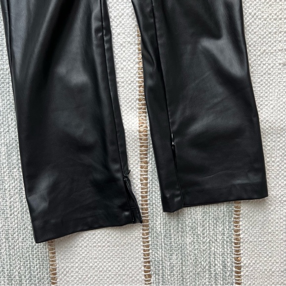 Zara Black Faux Leather Ankle Zip Slim Leg High Rise Pants Women’s Size Medium - Picture 8 of 8